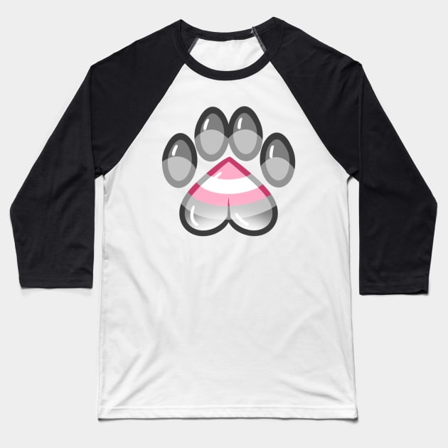 LGBTQ+ Pride Heart Paws - Demigirl Baseball T-Shirt by leashonlife